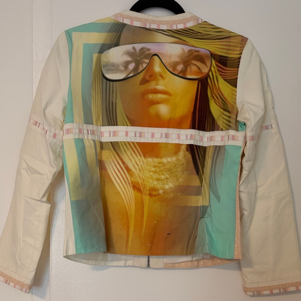Ivory & Pink Zip Front Women's Jacket